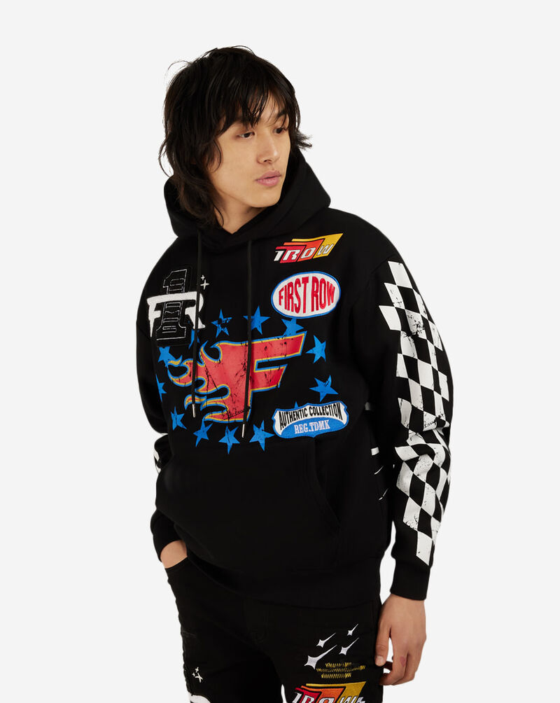 First Row Racing Graphic Fleece Hoodie FRF2460S-BLK Black 1