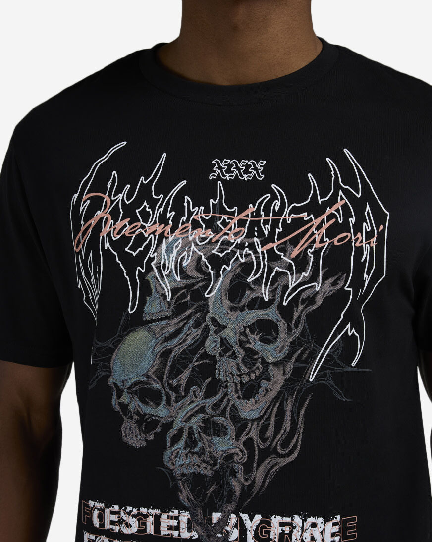 Shop Graphic Tees Fire Grace Skull Tee MTUS539-US-00007 black