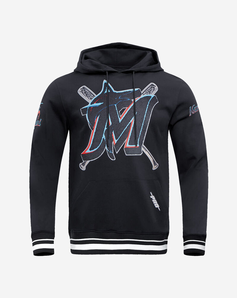 PRO STANDARD Miami Marlins Mash Up Rib Fleece Pull Over Hoodie LMM533413-BLK Black 1