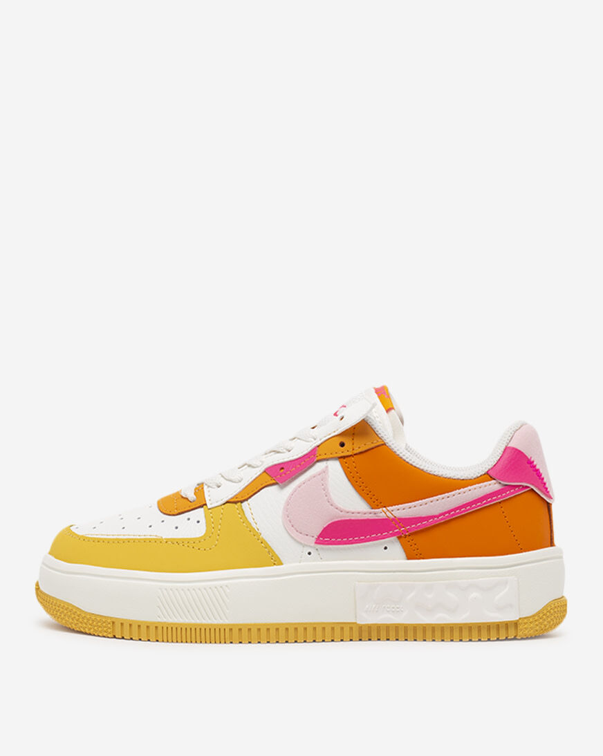 orange and pink air force ones