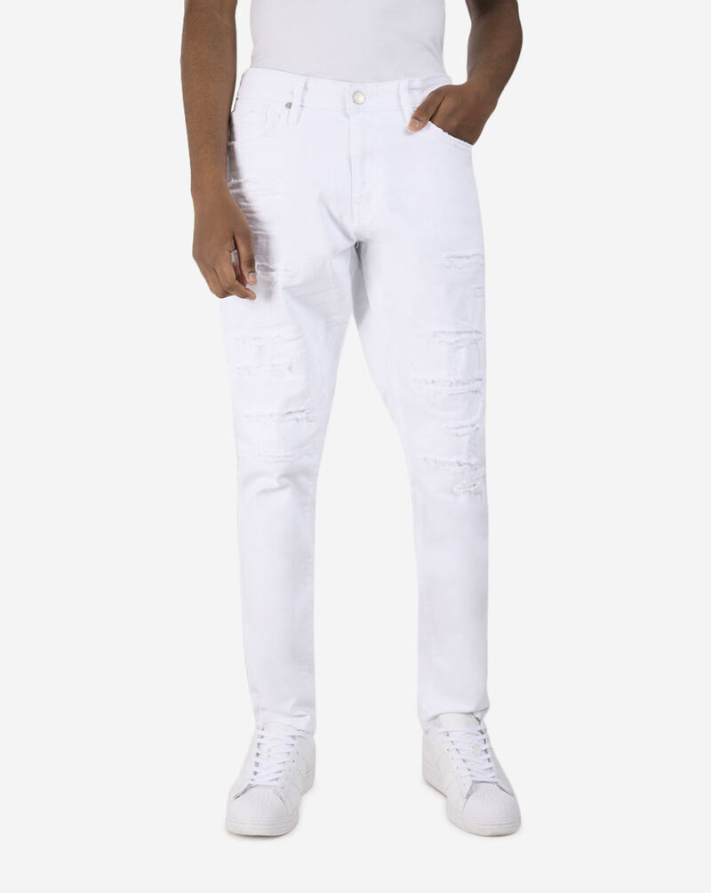 Jordan Craig Rip and Repair 5-Pocket Straight Jeans JR970RJ-WHT White 1