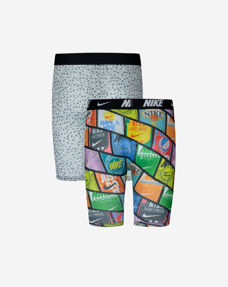 Nike Big Kids' 2PK Printed Long Boxer Briefs 9N1061-G9Q Grey 3