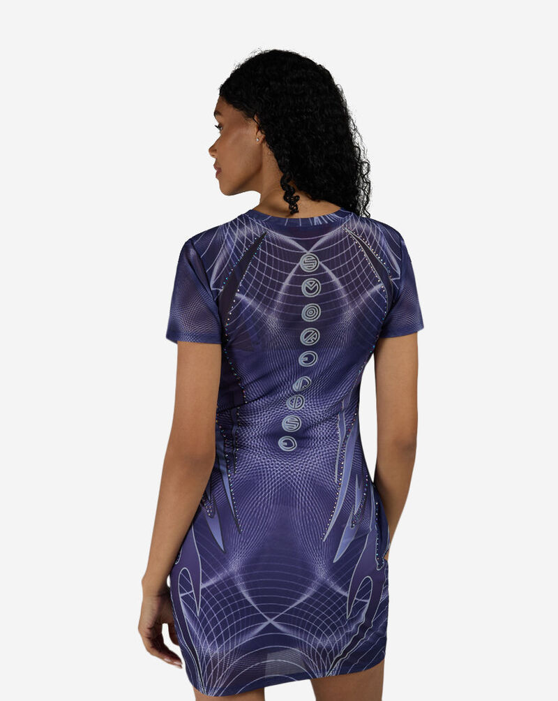 Smoke Rise Printed Mesh Bodycon Dress RKD26S423SN-LILAC Purple 2