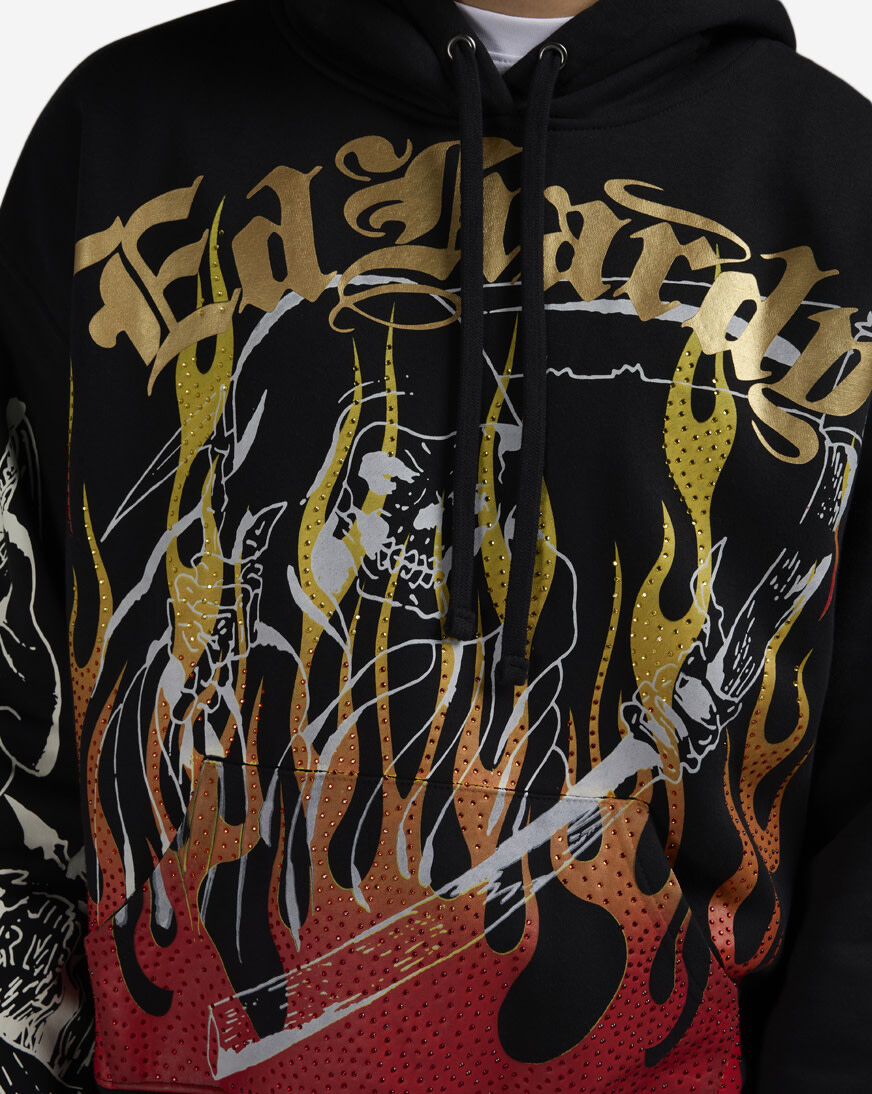 Shop Ed Hardy Reaper Fleece Hoodie EHM1302-11RS-BLK black | SNIPES USA
