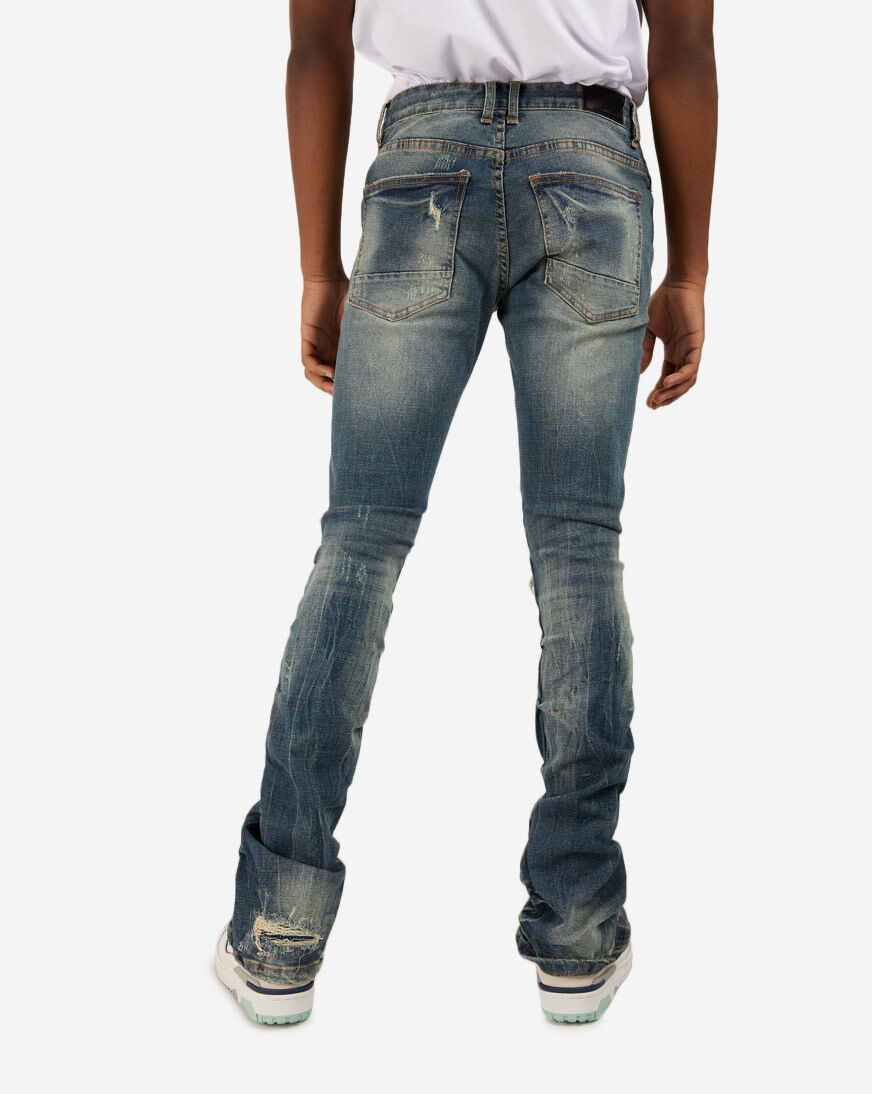 大人気新品 Shop Smoke Rise Distressed Stacked Flare Jeans JP23733SNZ パーツ
