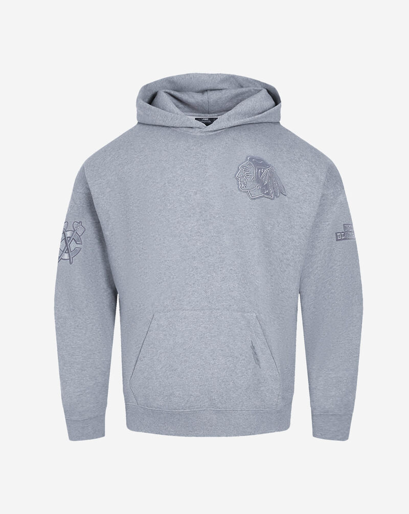 PRO STANDARD Chicago Blackhawks Neutral Drop Shoulder Fleece Pullover Hoodie HCB560984-DHG Grey 1