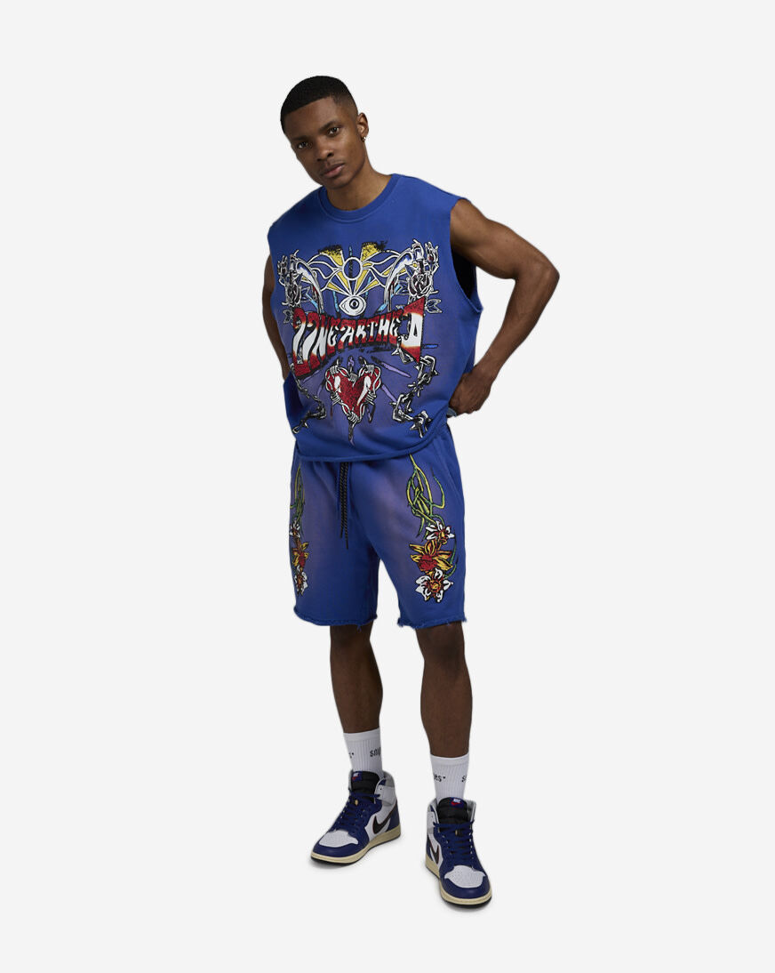 Shop Smoke Rise Printed Terry Shorts KS25264SN-BLU blue | SNIPES USA