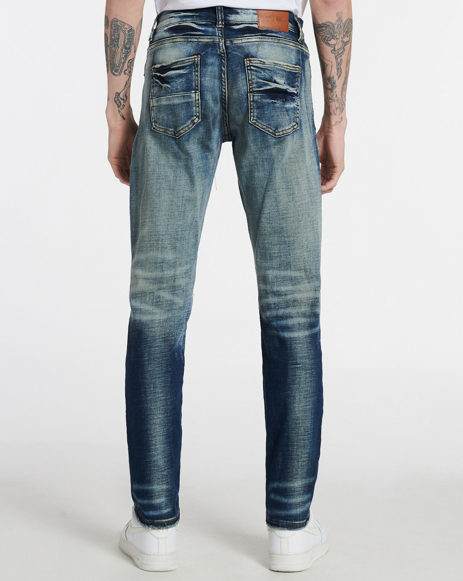 Shop Decibel Ripped Knee Jeans DECWB355DIN blue SNIPES USA