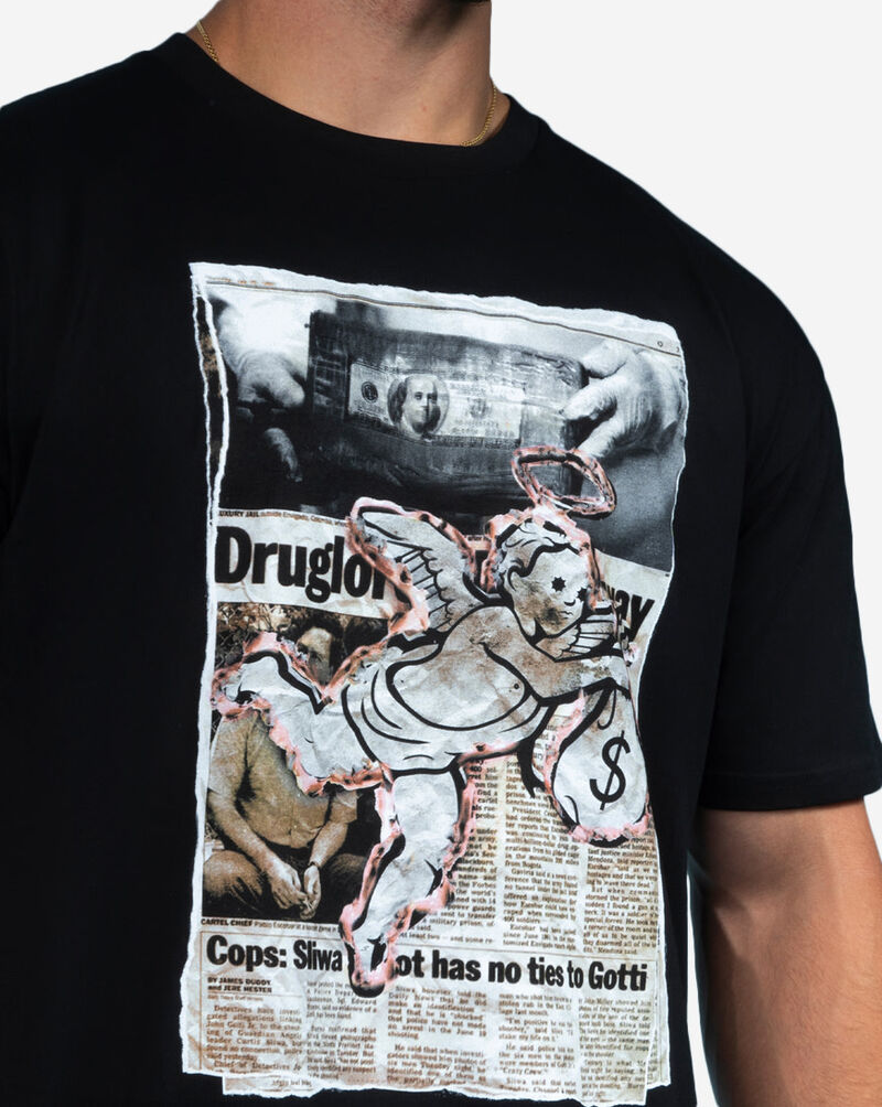 Hasta Muerte Newspaper Burning Angel Tee HM-NEWSPAPERBURNINGANGEL-TEE-BLACK Black 2