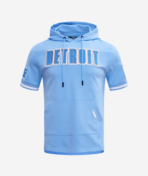 Detroit Lions Chenille Double Knit Short Sleeve Pull Over Hoodie