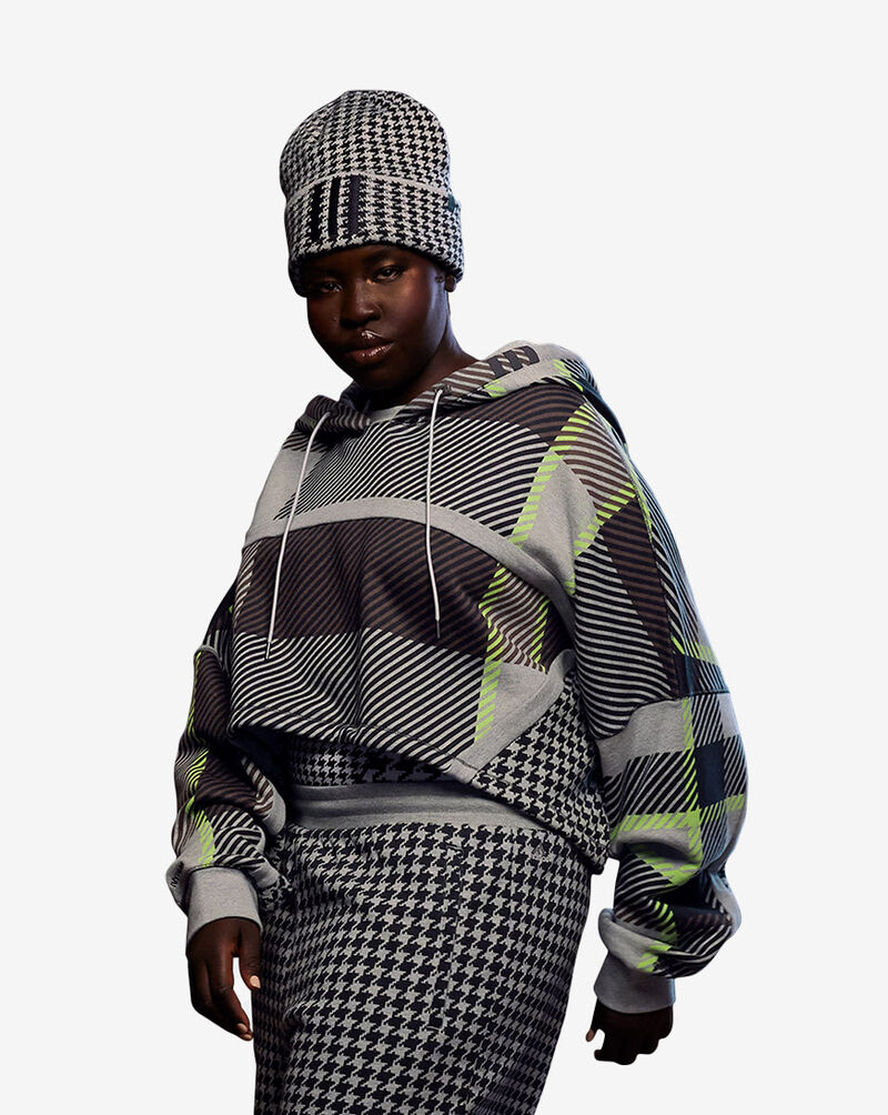 adidas IVY PARK Allover Print Cropped Hoodie HL3996 Grey 1