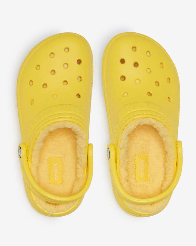 fuzzy crocs yellow
