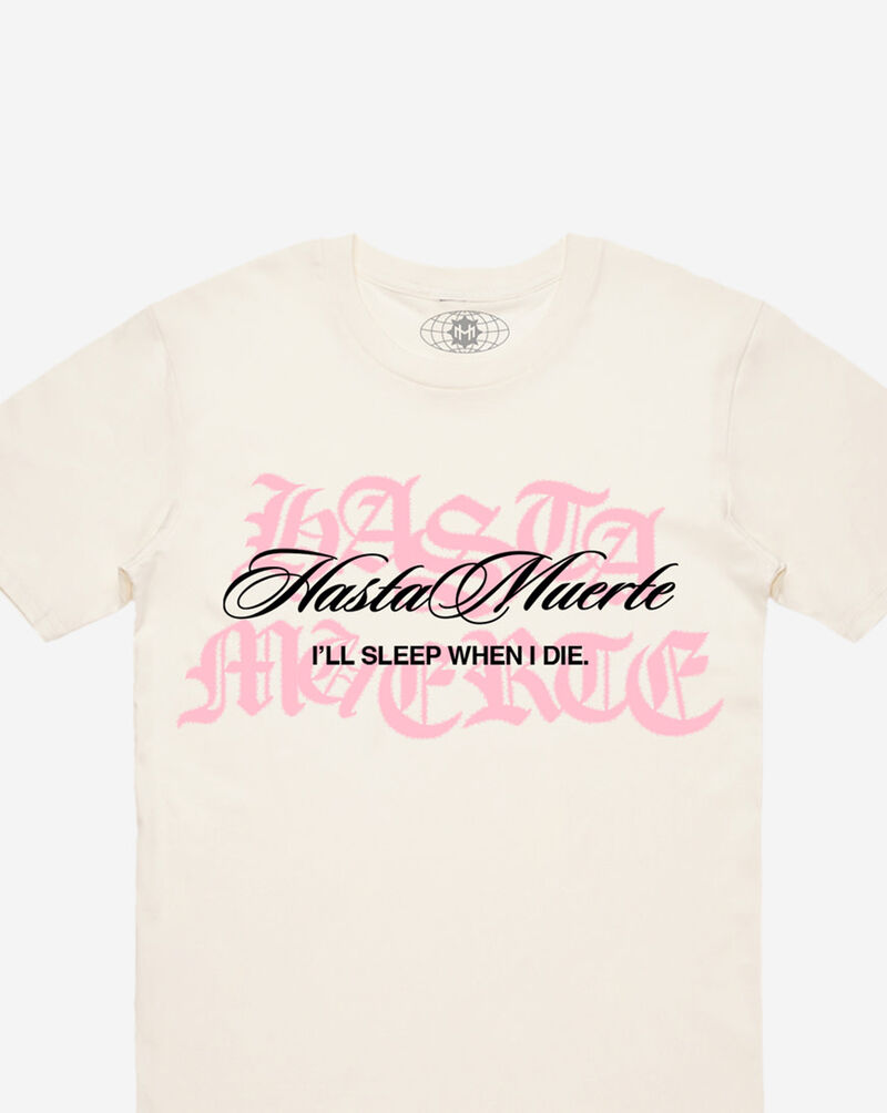 Hasta Muerte Muerte Script Tee HM-MUERTEOESCRIPTPINK-TEE-NATURAL cream 3