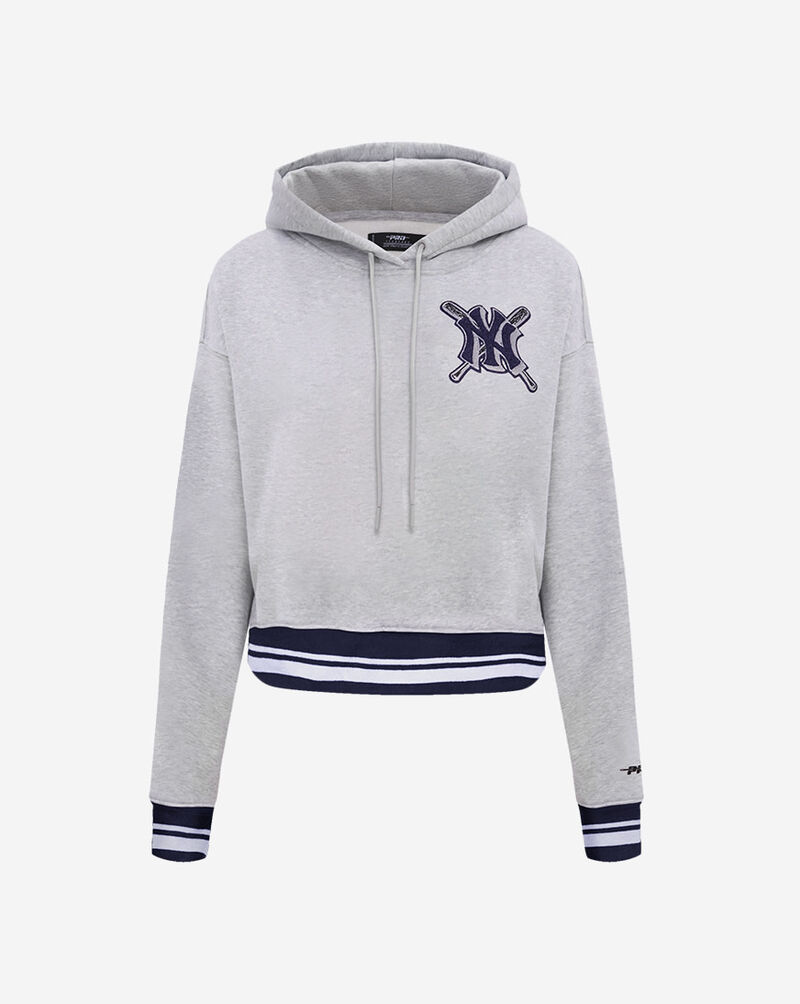 PRO STANDARD New York Yankees Mash Up Rib Fleece Cropped Pull Over Hoodie LNYC314706-HMN Grey 1