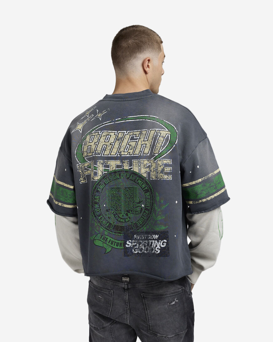 Shop First Row Revolution Long Sleeve 2Fer Tee FRF3020-DKGRY grey