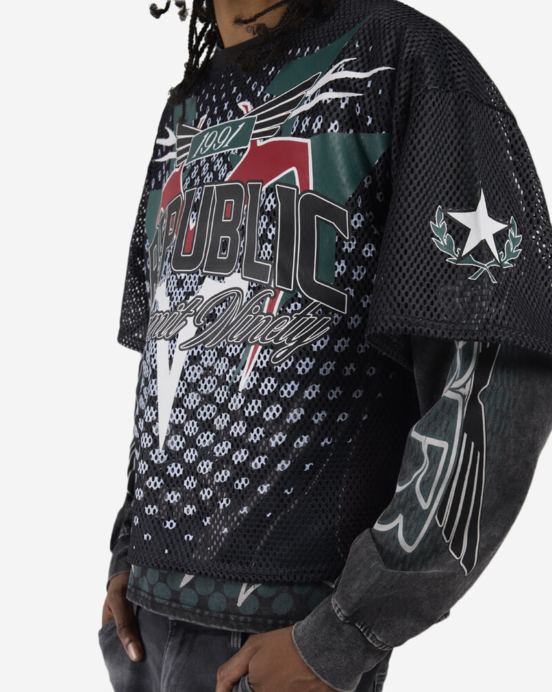 Smoke Rise Republic Mesh 2-FER Long Sleeve Tee KT26S451SN-JUN Black 3