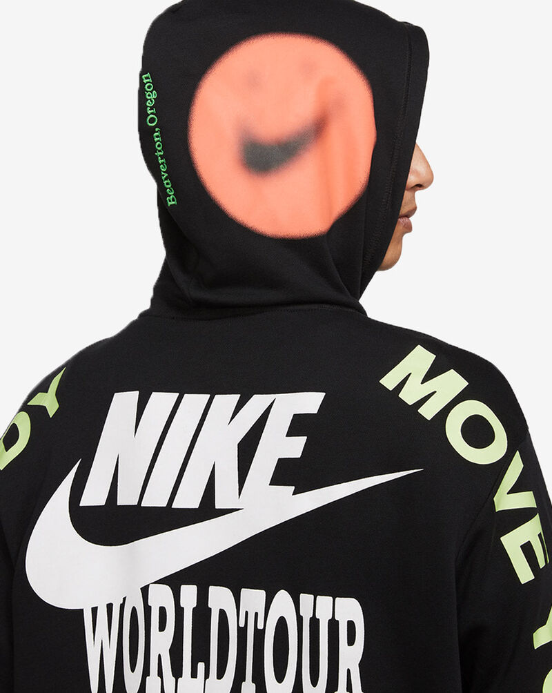 nike world tour pack graphic hoodie in black