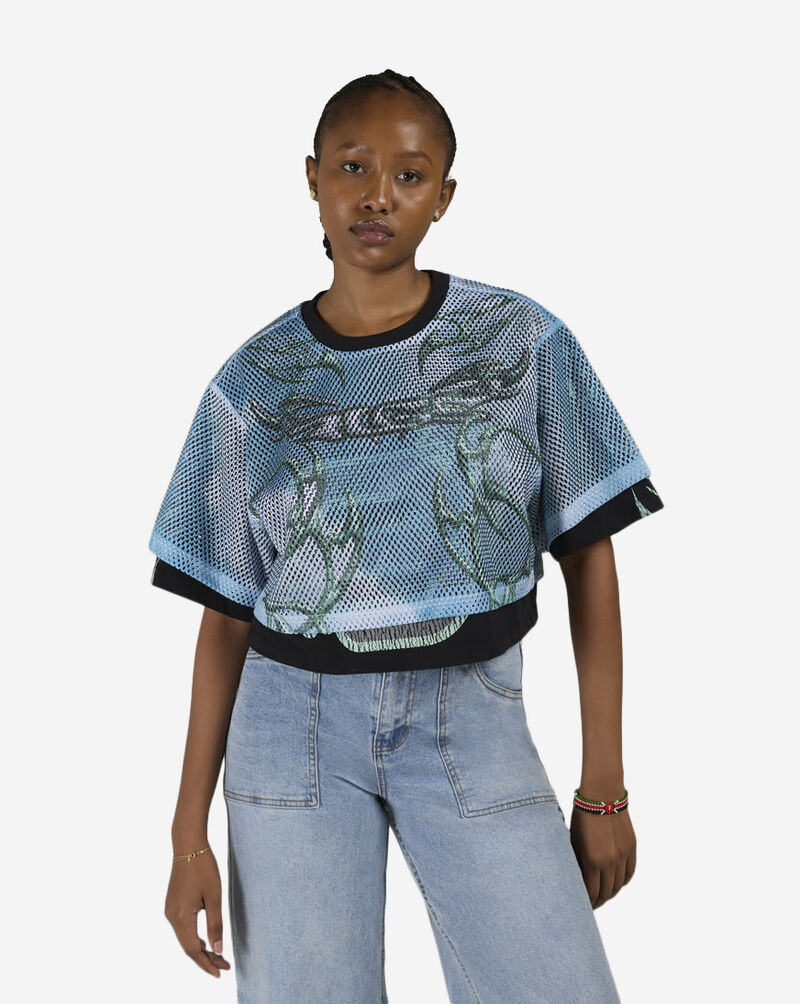 Smoke Rise Rhinestone Cropped Jersey Tee  RKT26S484SN-SEAFOAM Blue 1