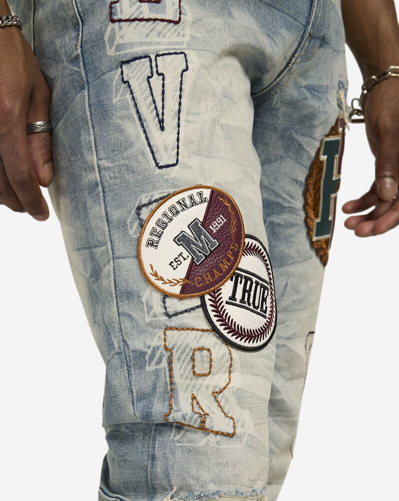 Smoke Rise Varsity Patch Jeans JP24545SNZ-BLU Blue 3