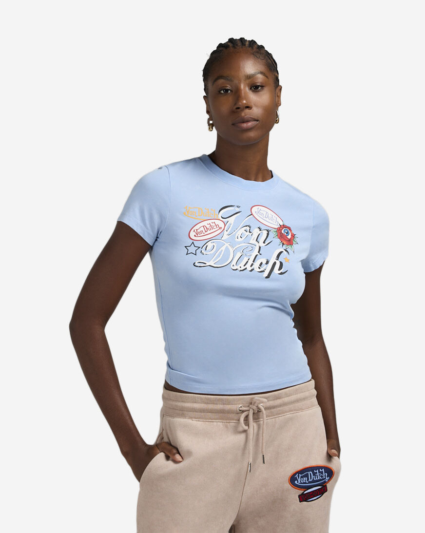 Shop Von Dutch Eyeball Rose Graphic Tee 7VND9C4270 blue | SNIPES USA