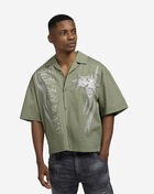 Smoke Rise Oversized Cropped Eagle Print Woven Top WH25292SN-BER Green 1