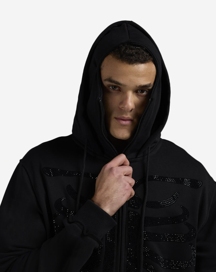Shop BKYS Apparel Skeleton Full Zip Up Mask Hoodie H1285MS-BLK