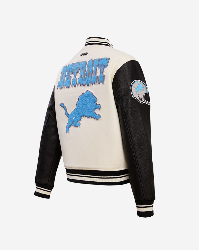 PRO STANDARD Detroit Lions Retro Classic Rib Wool Varsity Jacket FDLH410325-EBK cream 3