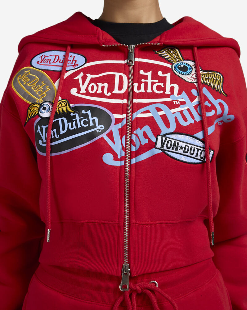 Von Dutch Sticker Mashup Full-Zip Hoodie 7VND2A5481 Red 3