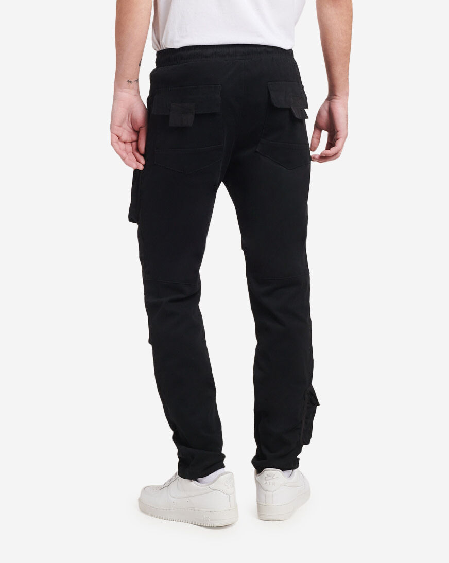 Shop Decibel Nylon Twill Mix Cargo Pants B308-BLK black