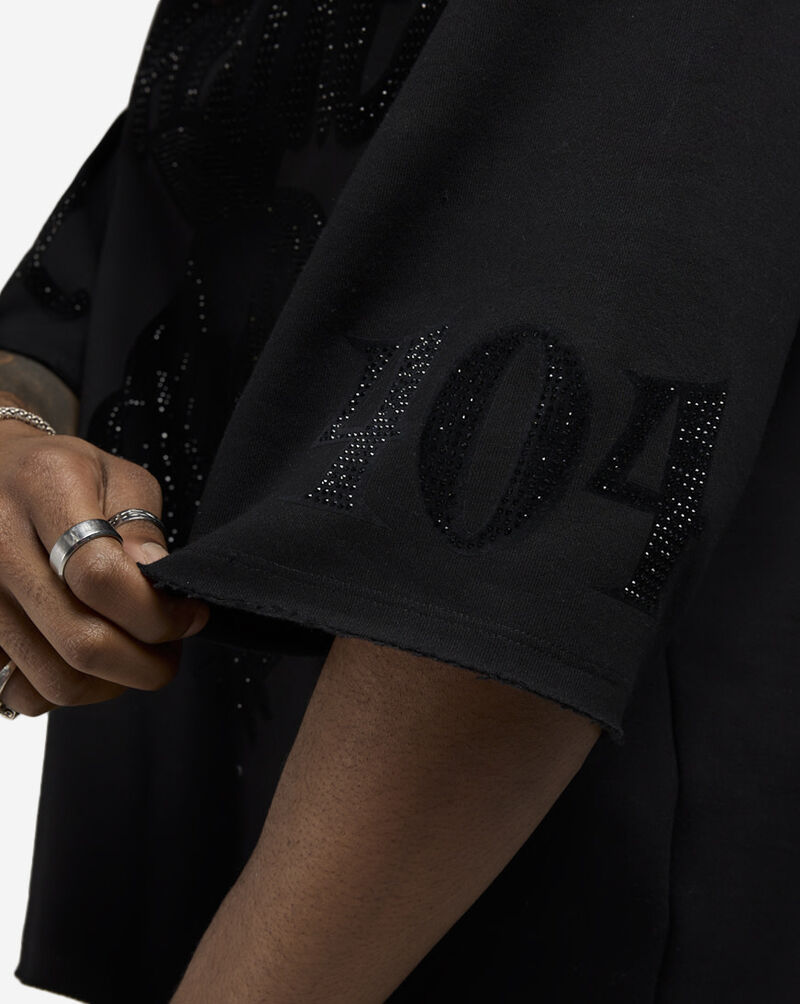 Bag Mafia Atlanta Rhinestone Crop Sweatshirt WC5971115-BLK Black 3