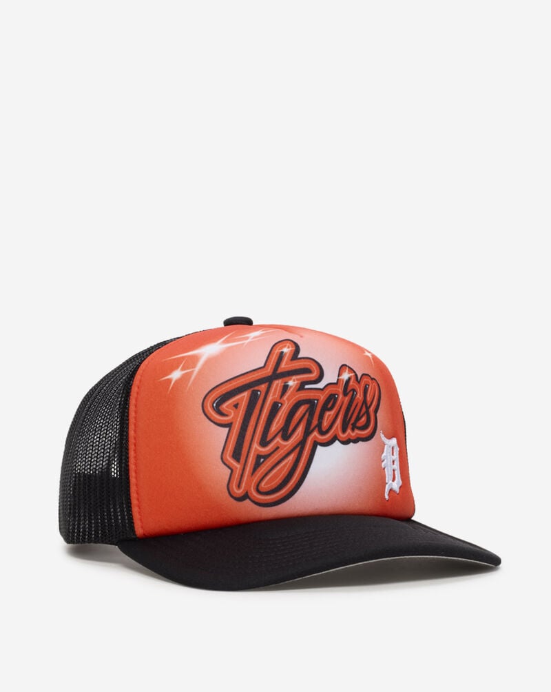 Mitchell  Ness Detroit Tigers Trucker Air Brush Adjustable Hat HT14503-DTIORBK Orange 1