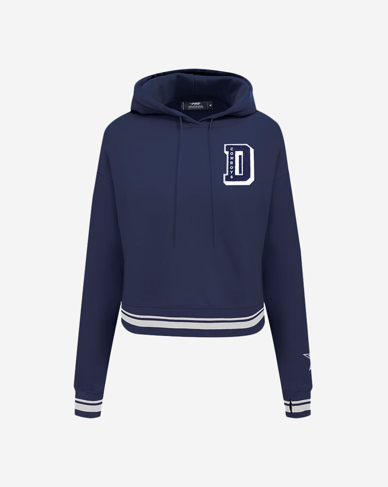 PRO STANDARD Dallas Cowboys Mash Up Rib Fleece Cropped Pull Over Hoodie FDCC42382-MDN Blue 1