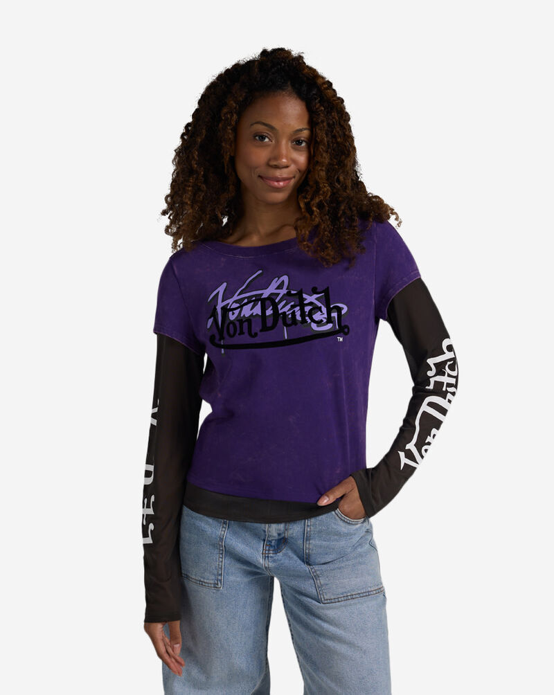 Von Dutch Mesh Long Sleeve Top  7VND5B0796SN Purple 1
