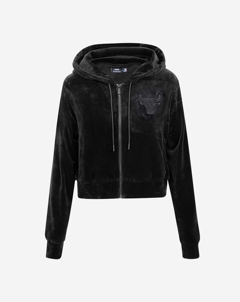 PRO STANDARD Chicago Bulls Triple Black Velour Full-Zip Pullover Hoodie BCBE54878-3BK Black 1