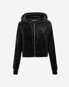 Chicago Bulls Triple Black Velour Full-Zip Pullover Hoodie