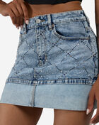 American Bazi Rhinestone Cuffed Mini Skirt RSK-10993-BLU Blue 3
