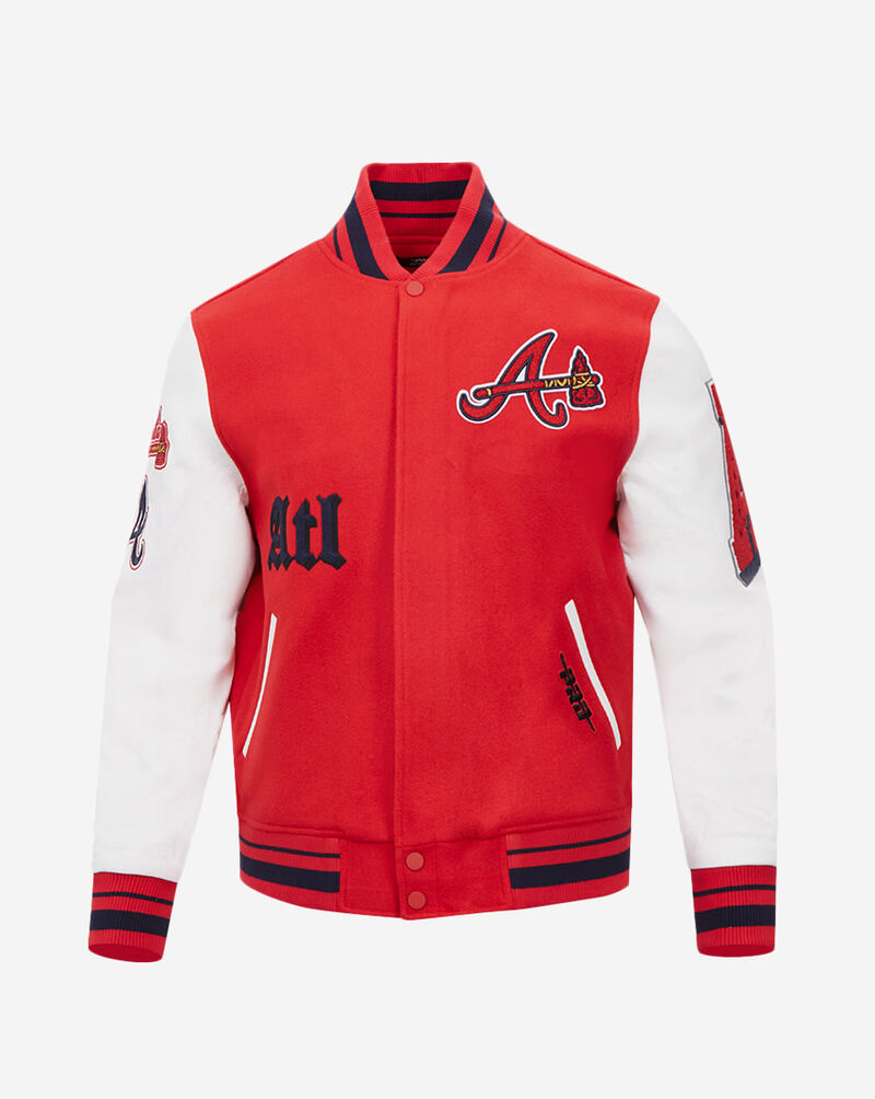PRO STANDARD Atlanta Braves Old English Rib Wool Varsity Jacket LAB6314642-RWM Red 1