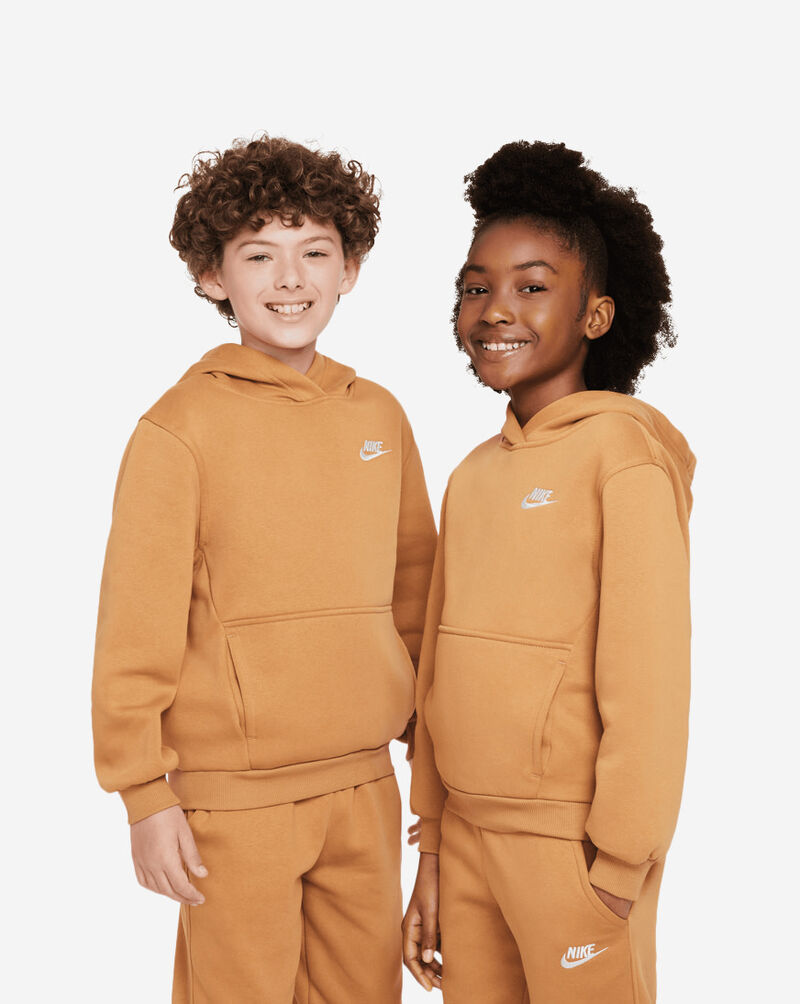 Nike Big Kids' NSW Club Fleece Hoodie FD3000-224 Brown 1