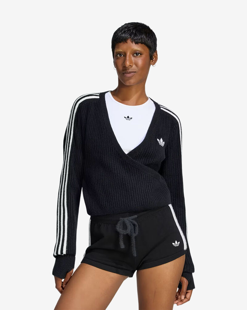 adidas Jennie Knitted Wrap Around Cardigan LD8933-BLKWHT Black 1