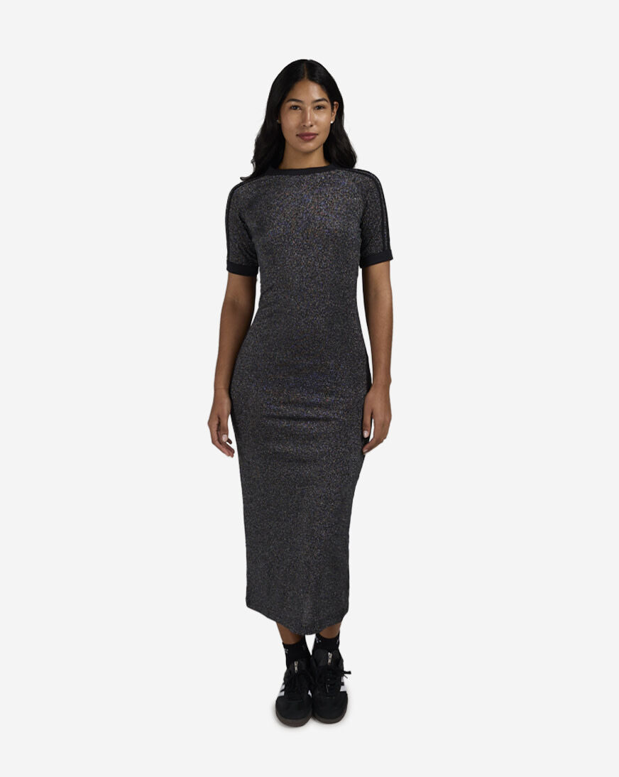 Shop adidas Adicolor Holiday Glitter 3-Stripes Dress JW2621 black