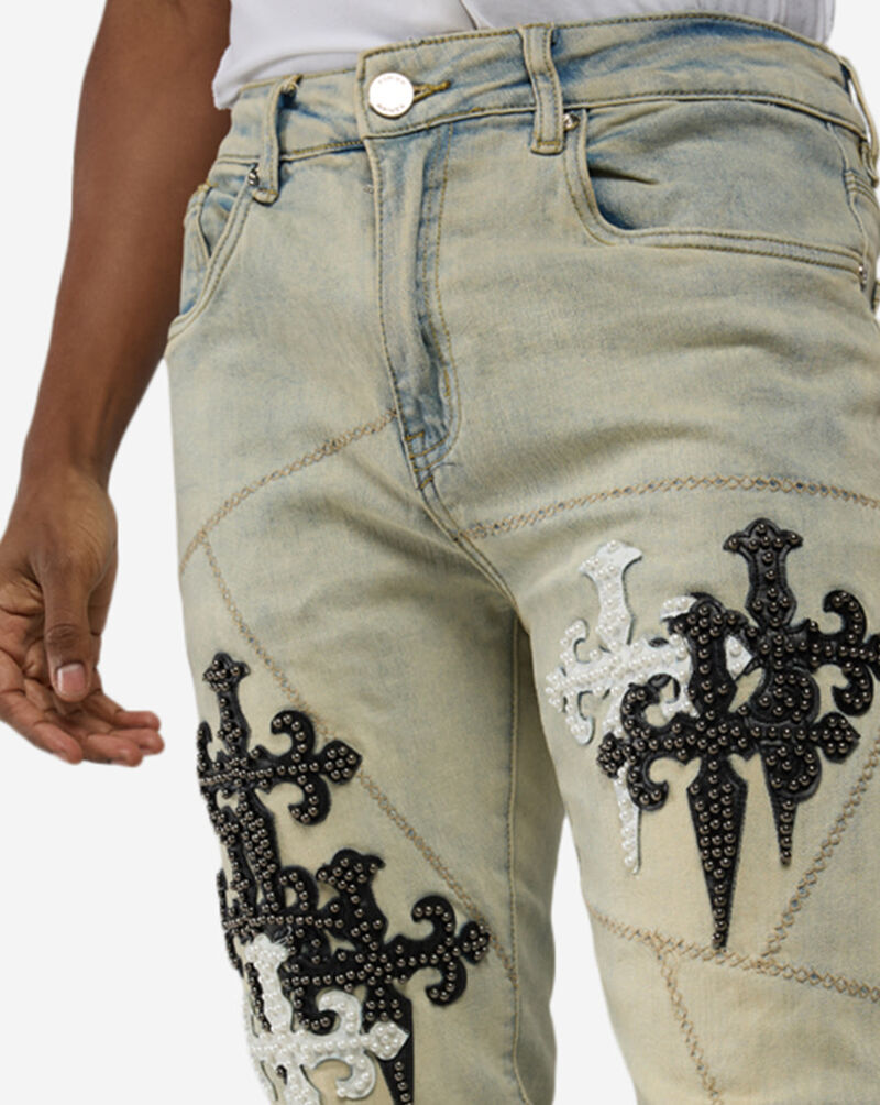 WAIMEA 5 PKT Multi Cross Stacked Jeans M8593D-BLE Blue 3