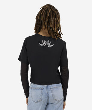 Flocked Mesh Long Sleeve Top