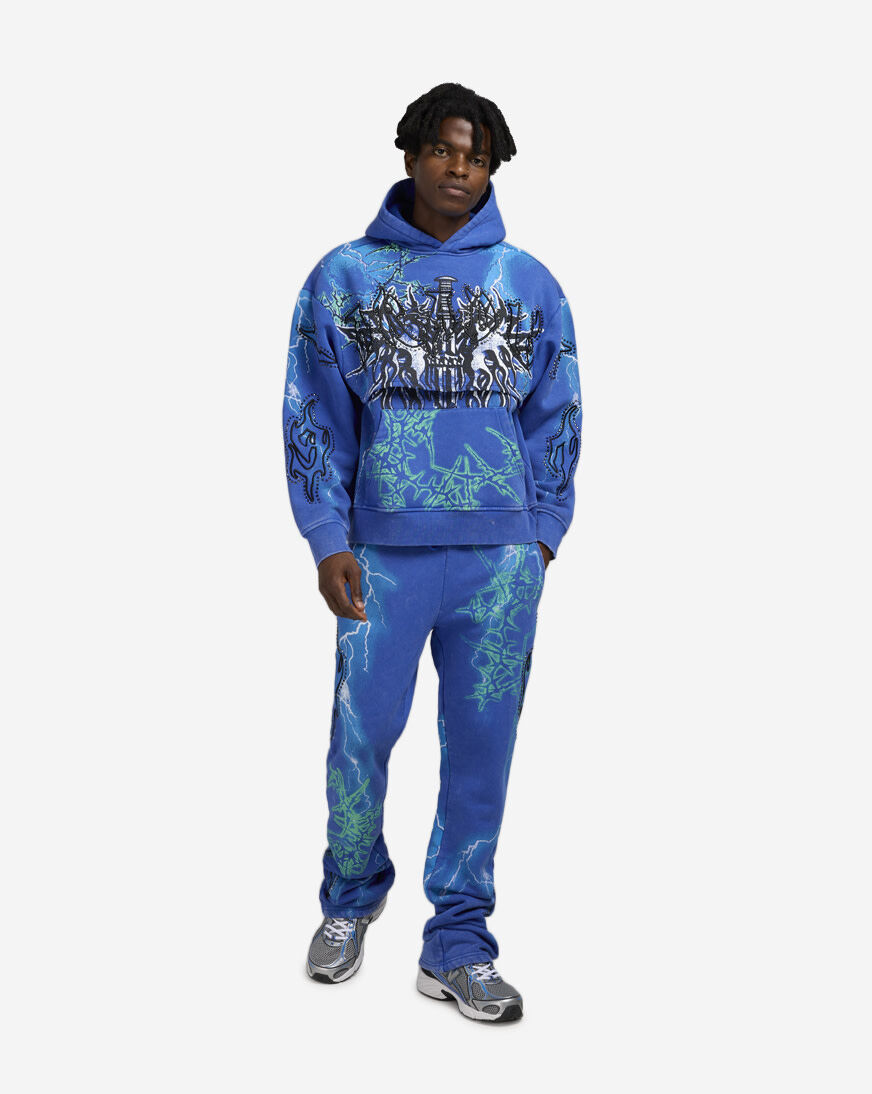 Shop Smoke Rise Paradise Stacked Fleece Pants FP25567SNZ-BLU blue