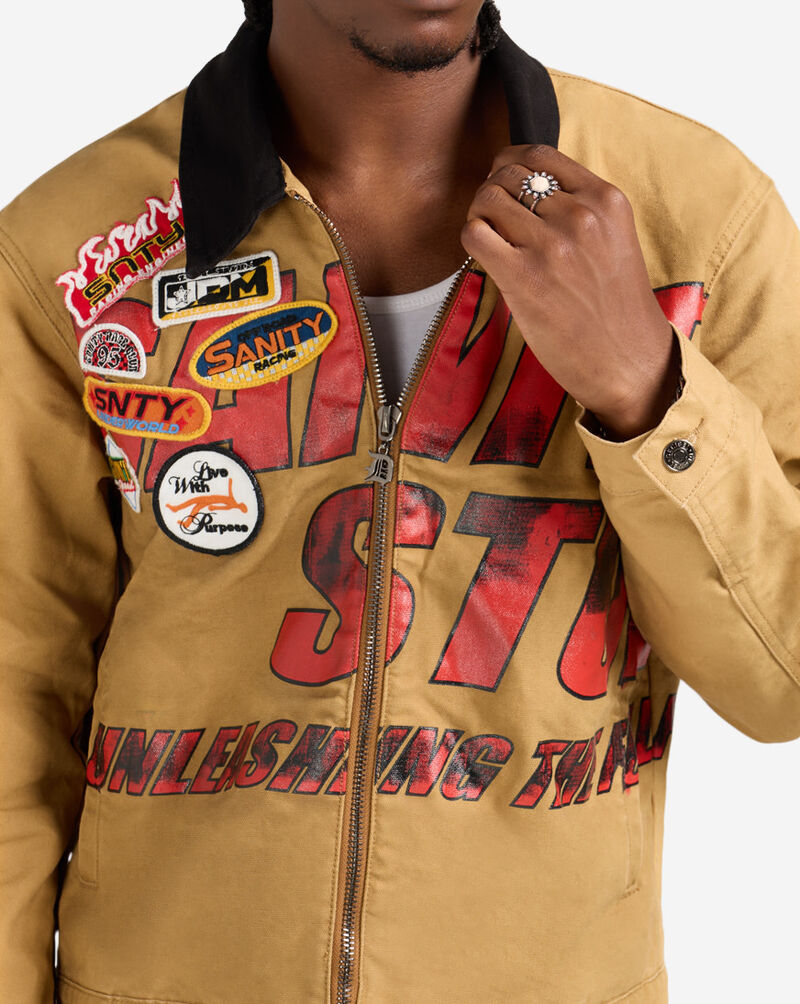Decibel Sanity Patch Work Twill Jacket  DECWJKT036-KHA Beige 3