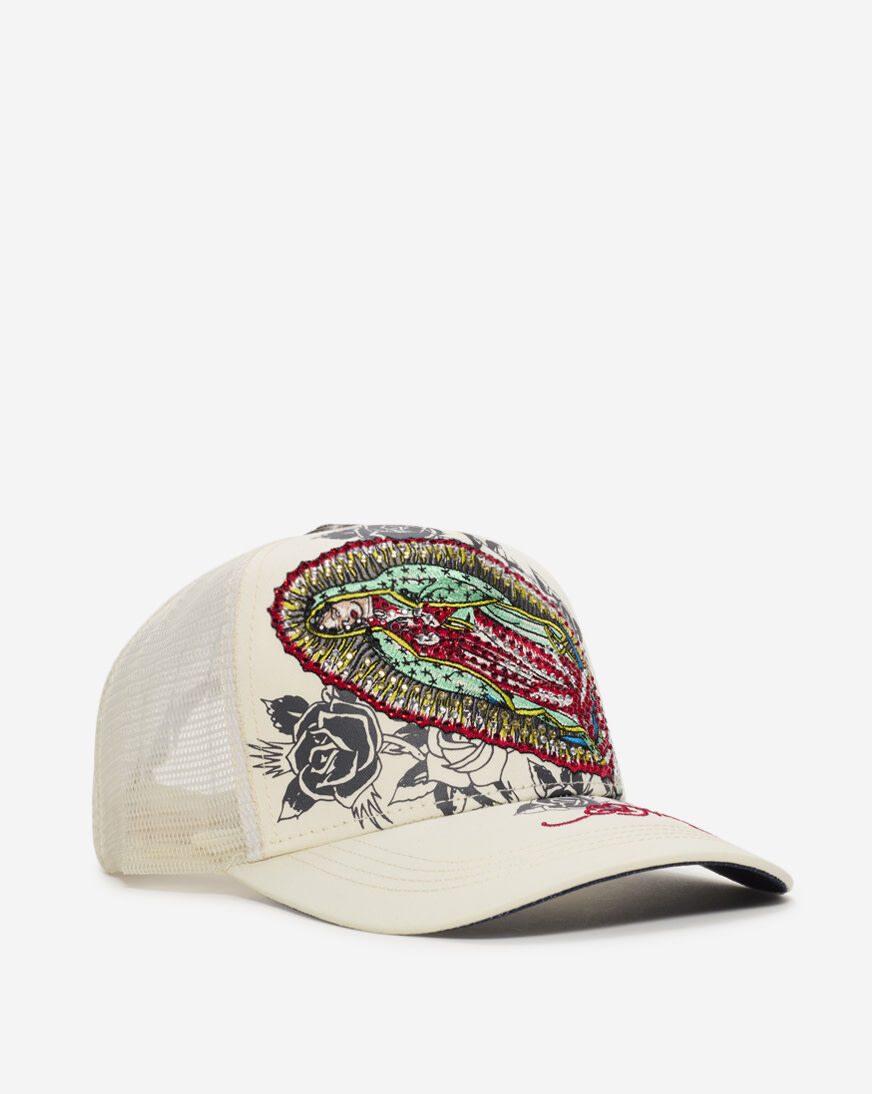 Shop Ed Hardy Mary Trucker Hat EHH0001-62RS cream | SNIPES USA