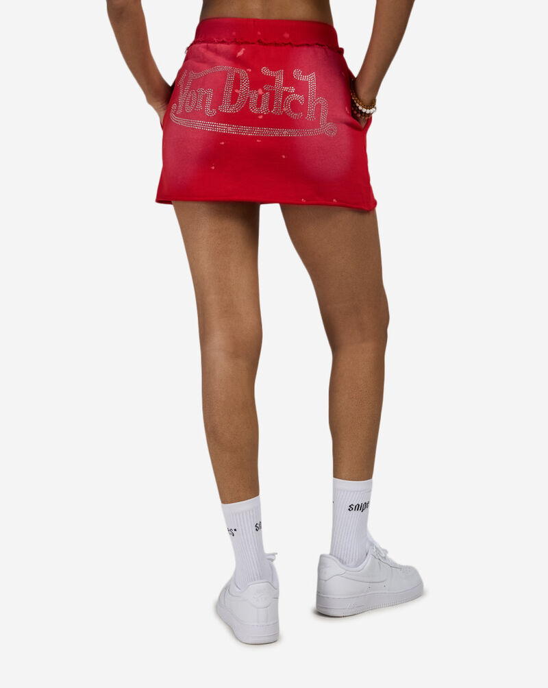 Von Dutch Rhinestone Mini Skirt  VND3B0052SN Red 2