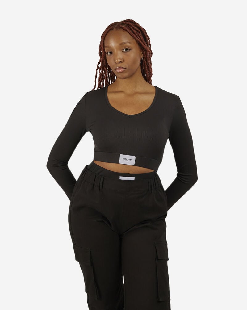 Sixth June Long Sleeve V-Neck 34113-BLAC Black 1