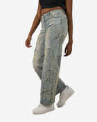 Applique Wide Leg Denim Jeans