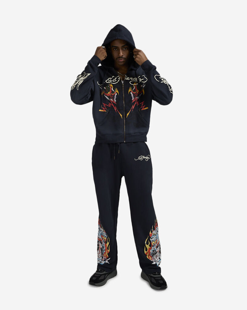 Ed Hardy Tiger Flame Full Zip Hoodie EHM13036-NVY Blue 4