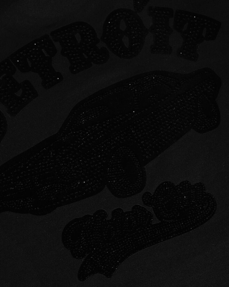 Bag Mafia Detroit Rhinestone Crop Sweatshirt WC5971114-BLK Black 4